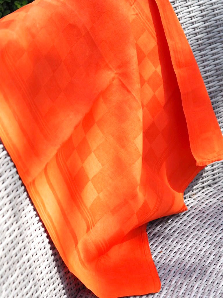 Antique orange damask hand towel or napkin chequered - Natalia Willmott