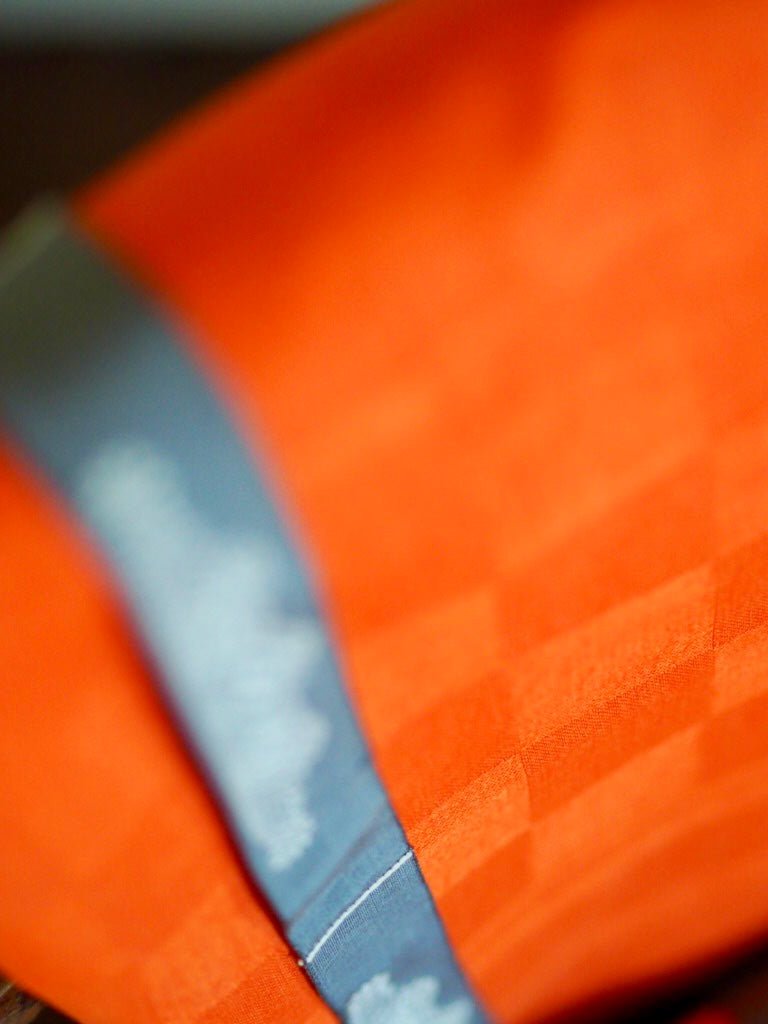 Antique orange damask hand towel or napkin chequered - Natalia Willmott