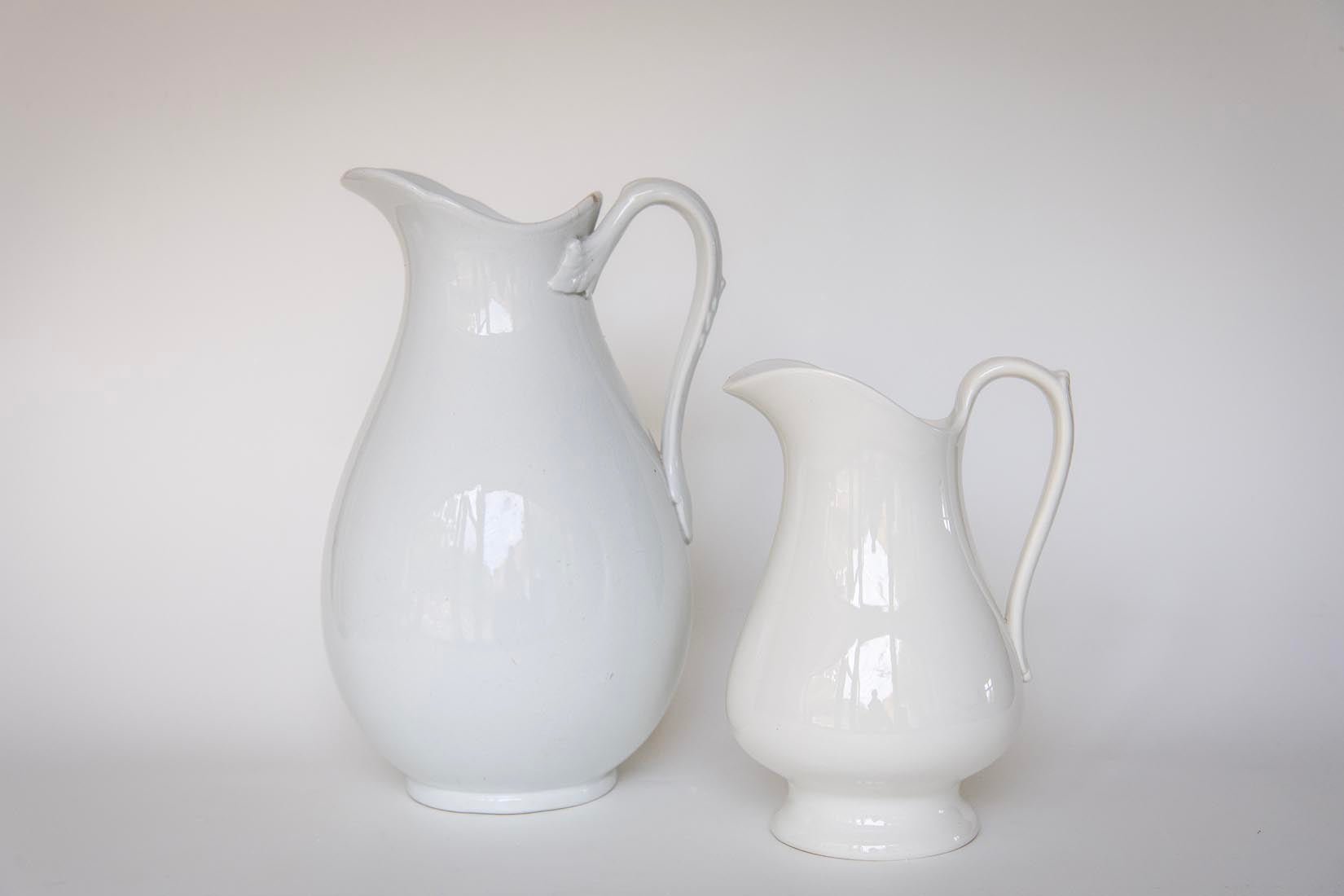 Antique white ironstone Pitcher/Jug by Boch Freres , La Louviere, Belgium. - Natalia Willmott