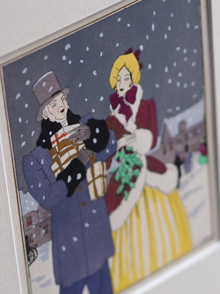 Art Deco Pochoir Christmas card - Couple in coats - Natalia Willmott