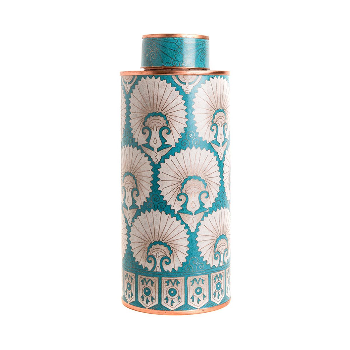 Cloisonné tea box tall eye Turquoise Turkmen by Fabienne Jouvin - Natalia Willmott