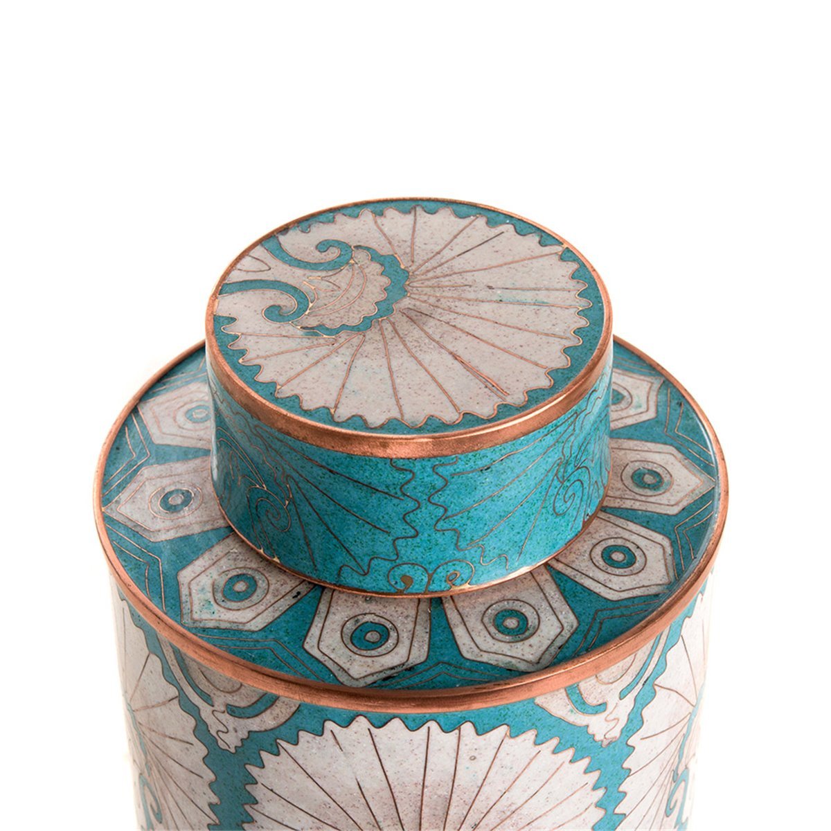 Cloisonné tea box tall eye Turquoise Turkmen by Fabienne Jouvin - Natalia Willmott