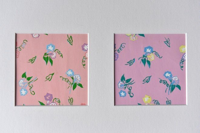 Convolvulus gouache in pink textile design - Natalia Willmott