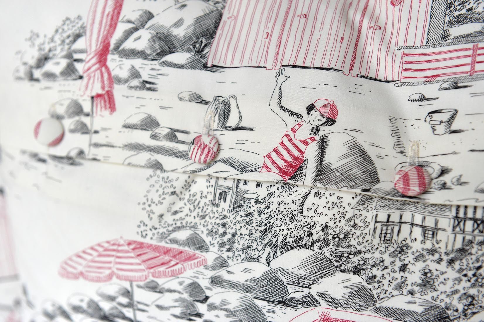 Cushion with cotton fabric Deauville- beach scene - Natalia Willmott