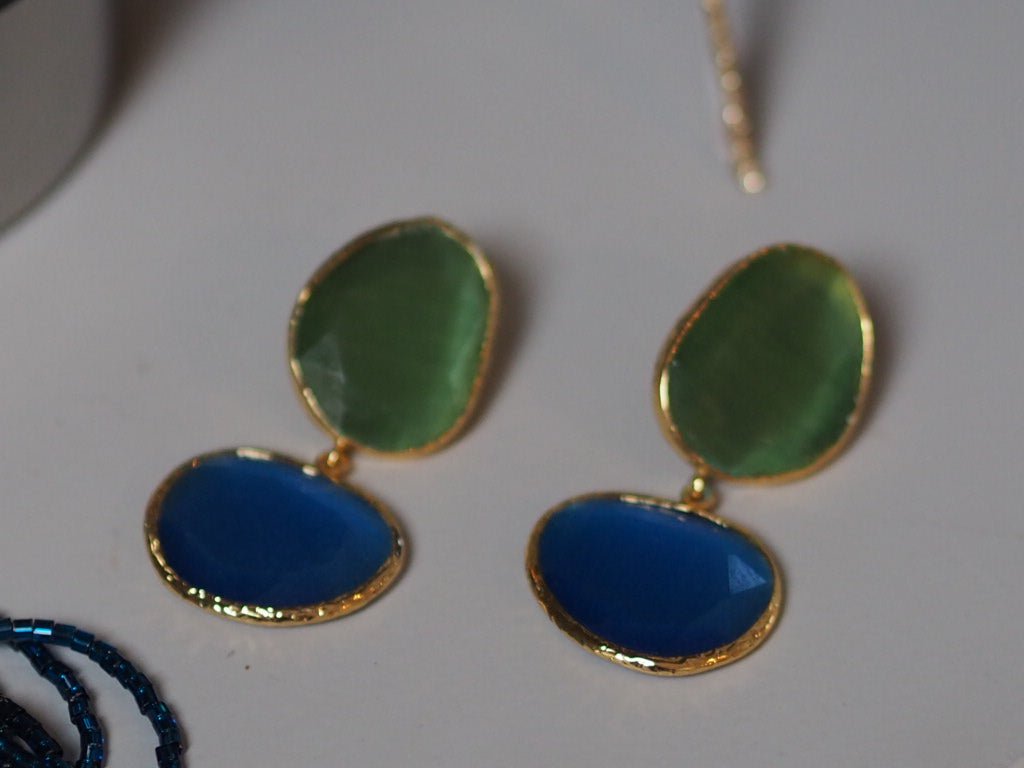 Double cat's eye drop earrings - Natalia Willmott