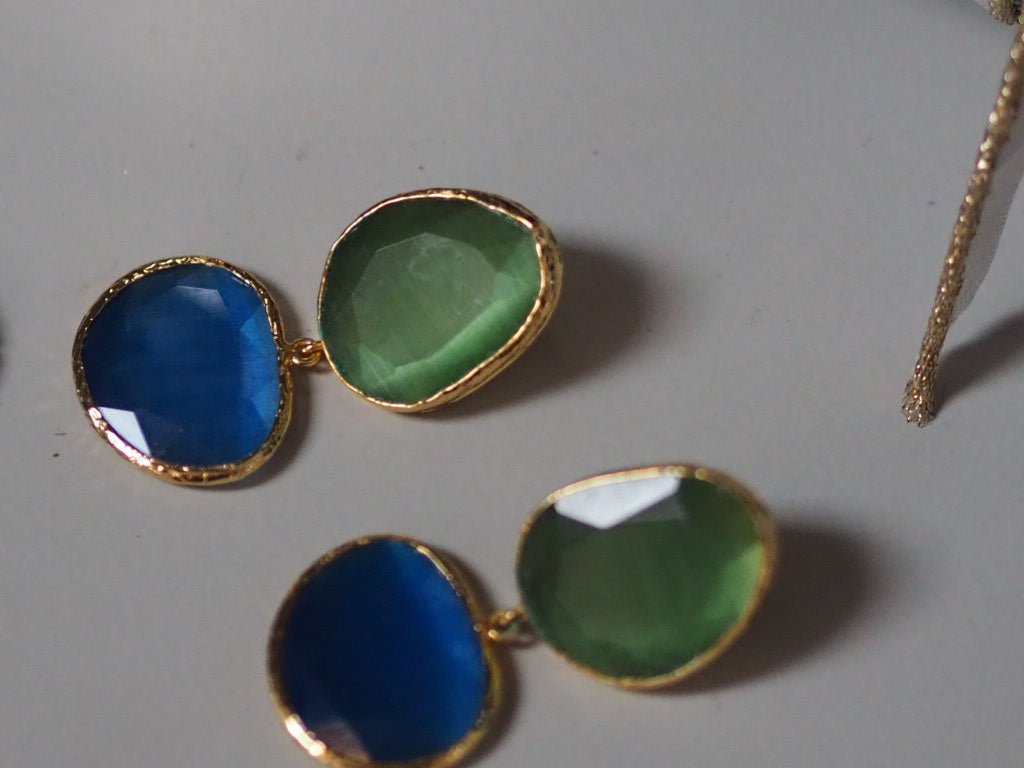 Double cat's eye drop earrings - Natalia Willmott