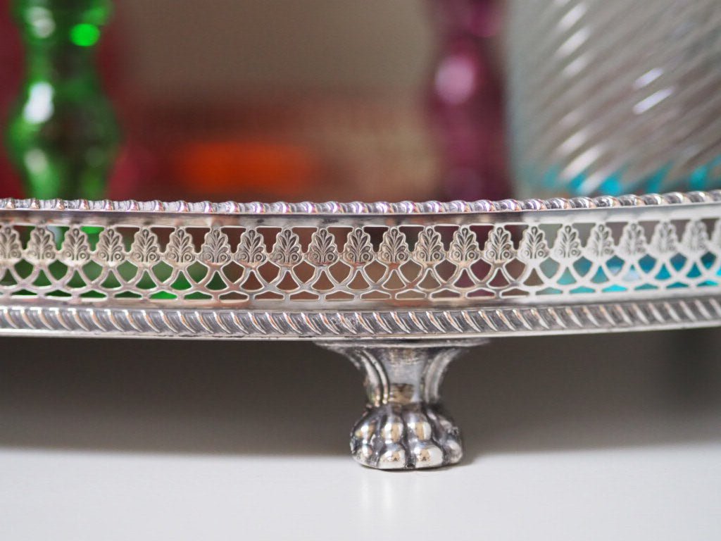 Edwardian gallery silver plate large oval tray - Natalia Willmott