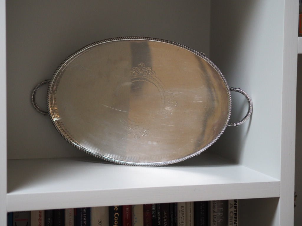 Edwardian gallery silver plate large oval tray - Natalia Willmott