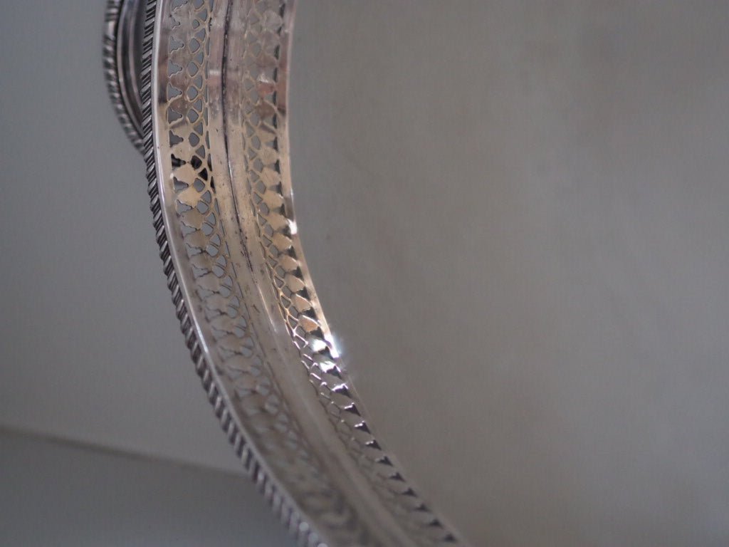 Edwardian gallery silver plate large oval tray - Natalia Willmott