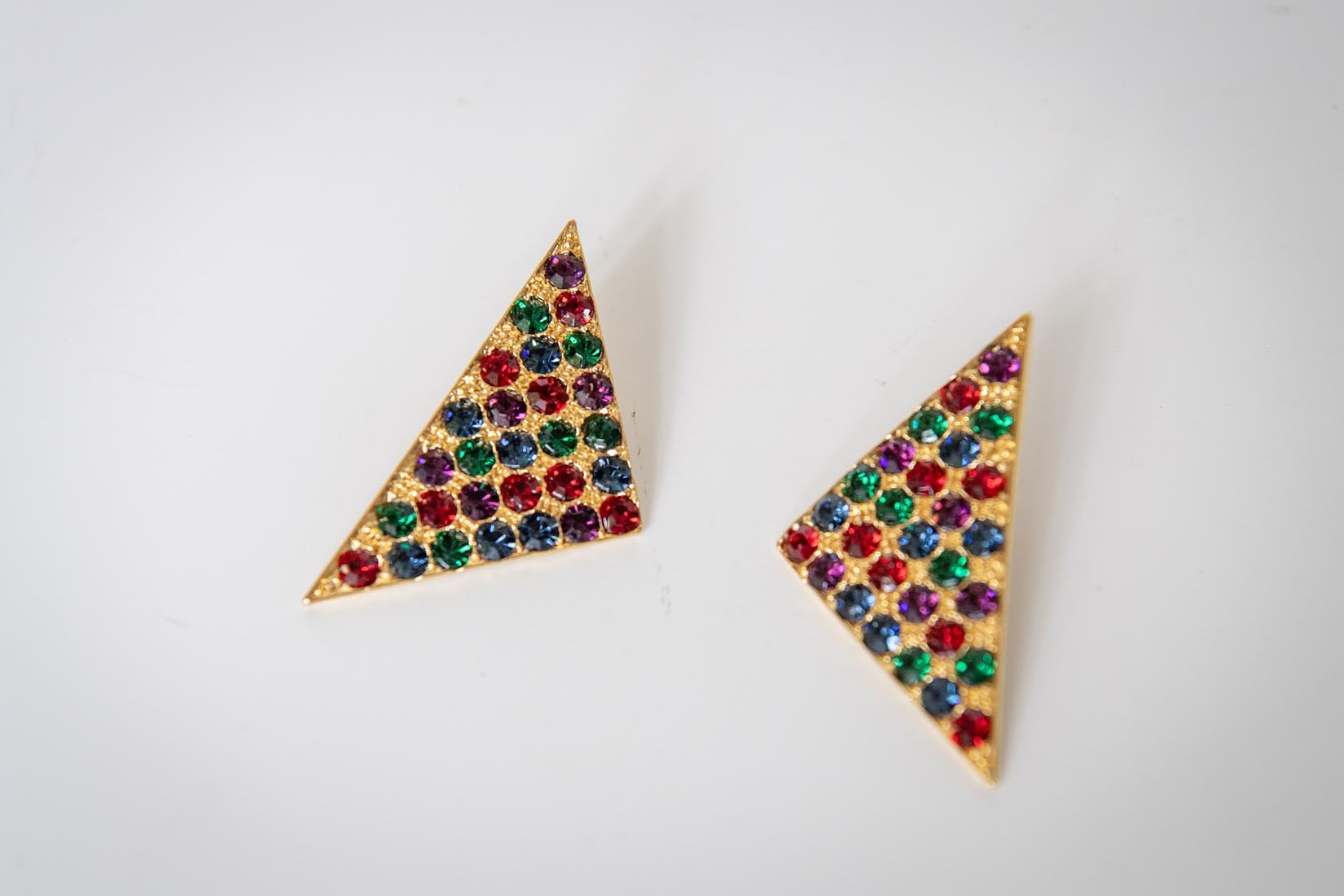 Eighties crystal triangle clip on earrings - Natalia Willmott