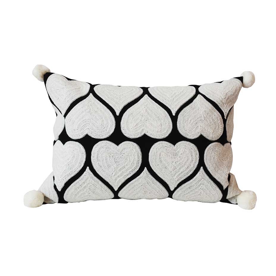 Embroidered hearts cushion - Natalia Willmott