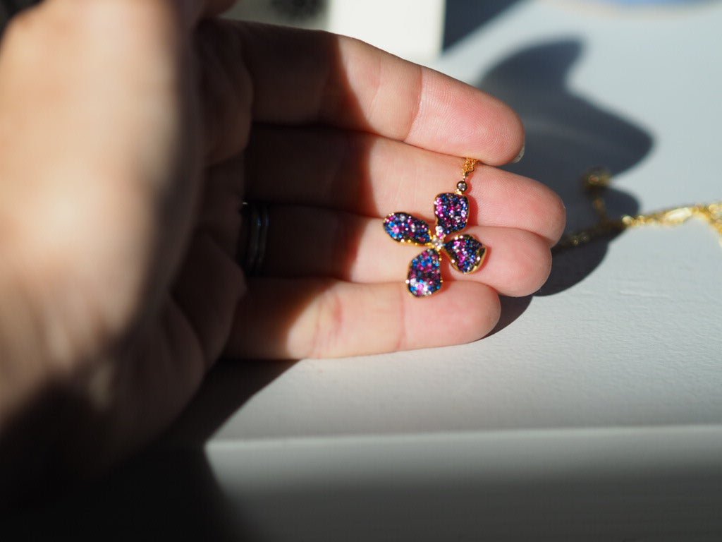 Flower multicoloured zircon on gold jewellery - Natalia Willmott