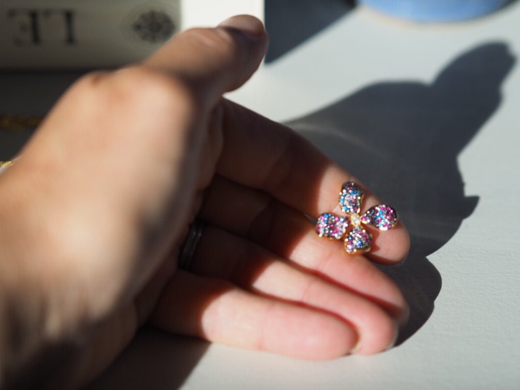 Flower multicoloured zircon on gold jewellery - Natalia Willmott