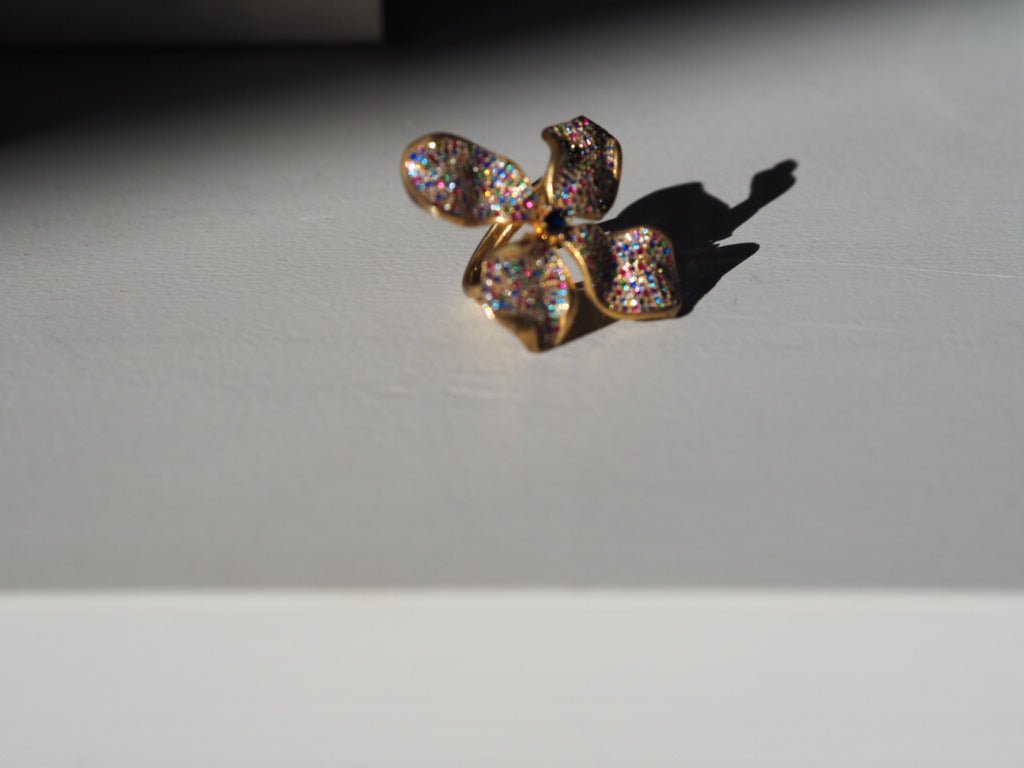 Flower multicoloured zircon on gold jewellery - Natalia Willmott