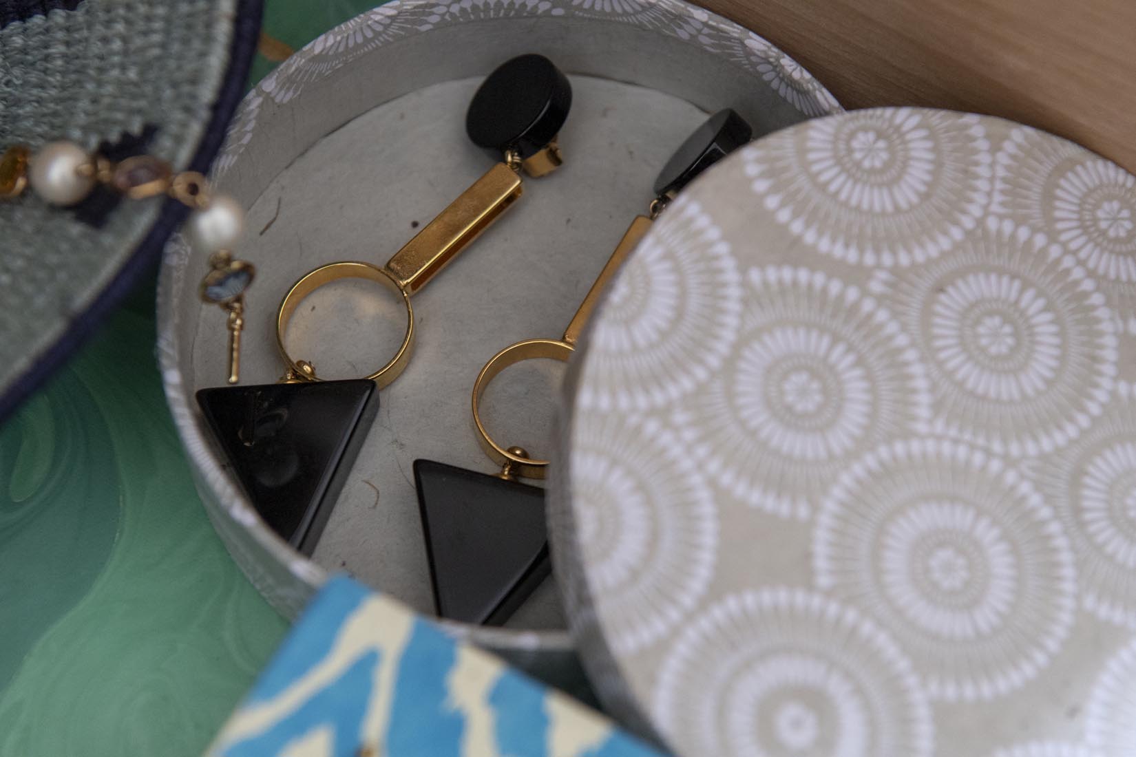 Geometric circles and triangles drop earrings - Natalia Willmott