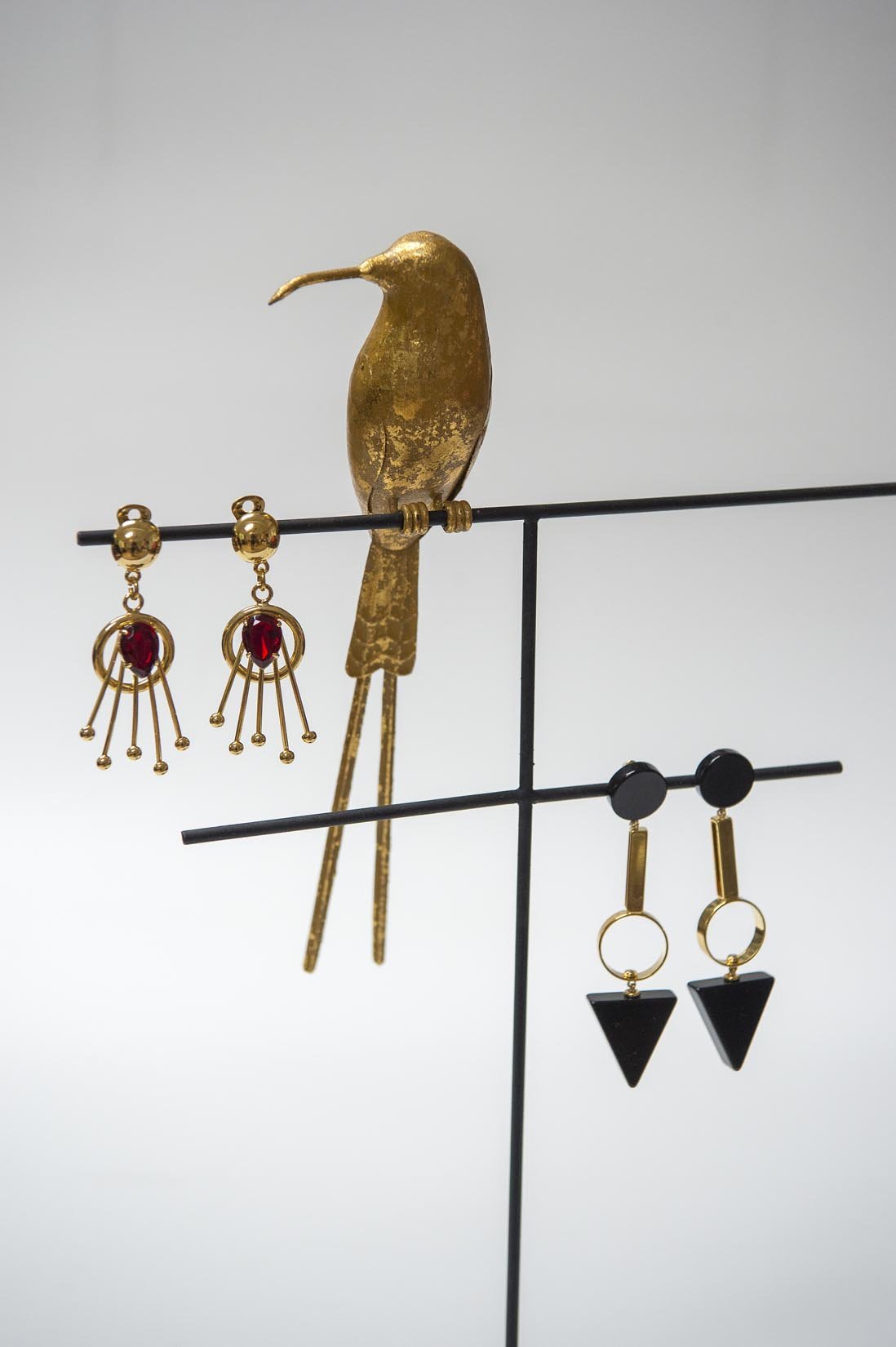 Geometric circles and triangles drop earrings - Natalia Willmott
