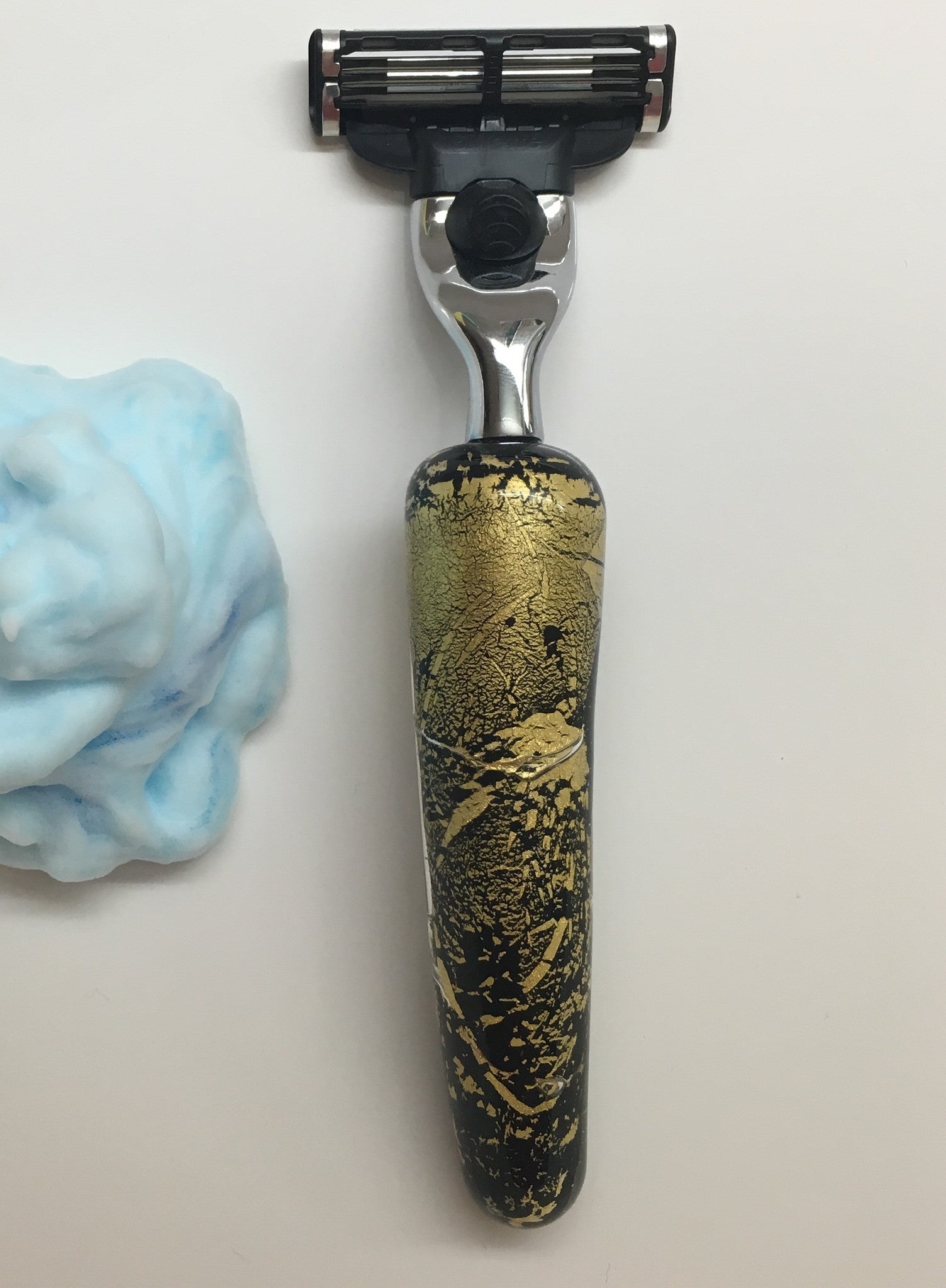 Glass razor "Gold leaf" - Natalia Willmott