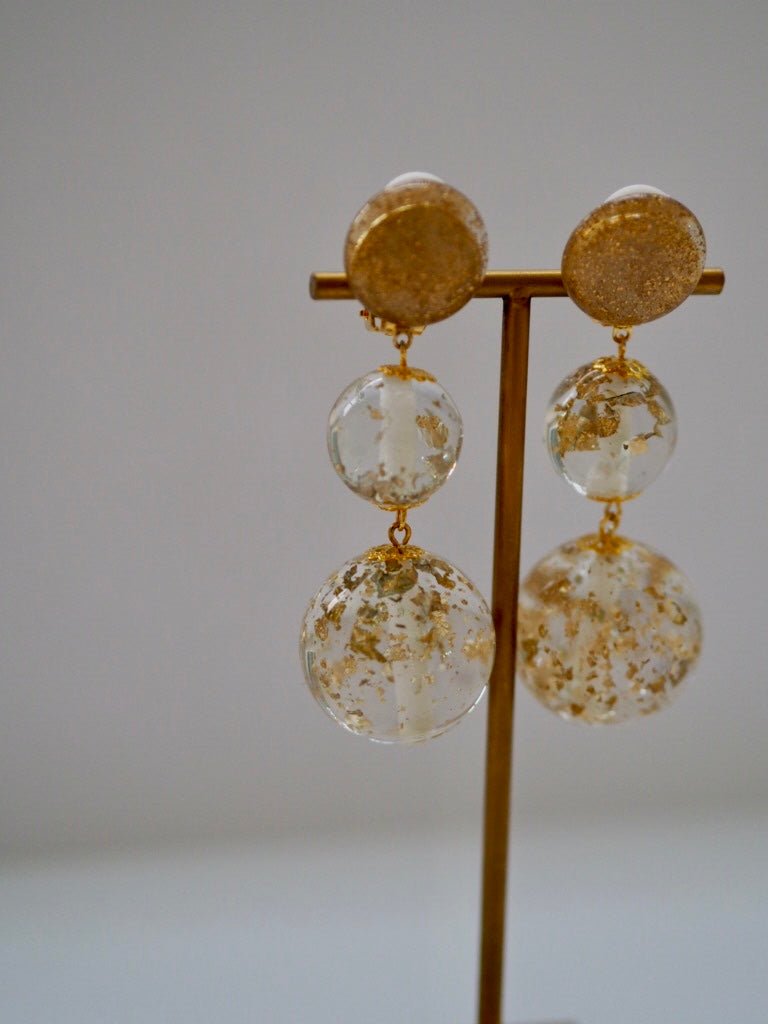 Gold ball resin clip on earrings - Natalia Willmott