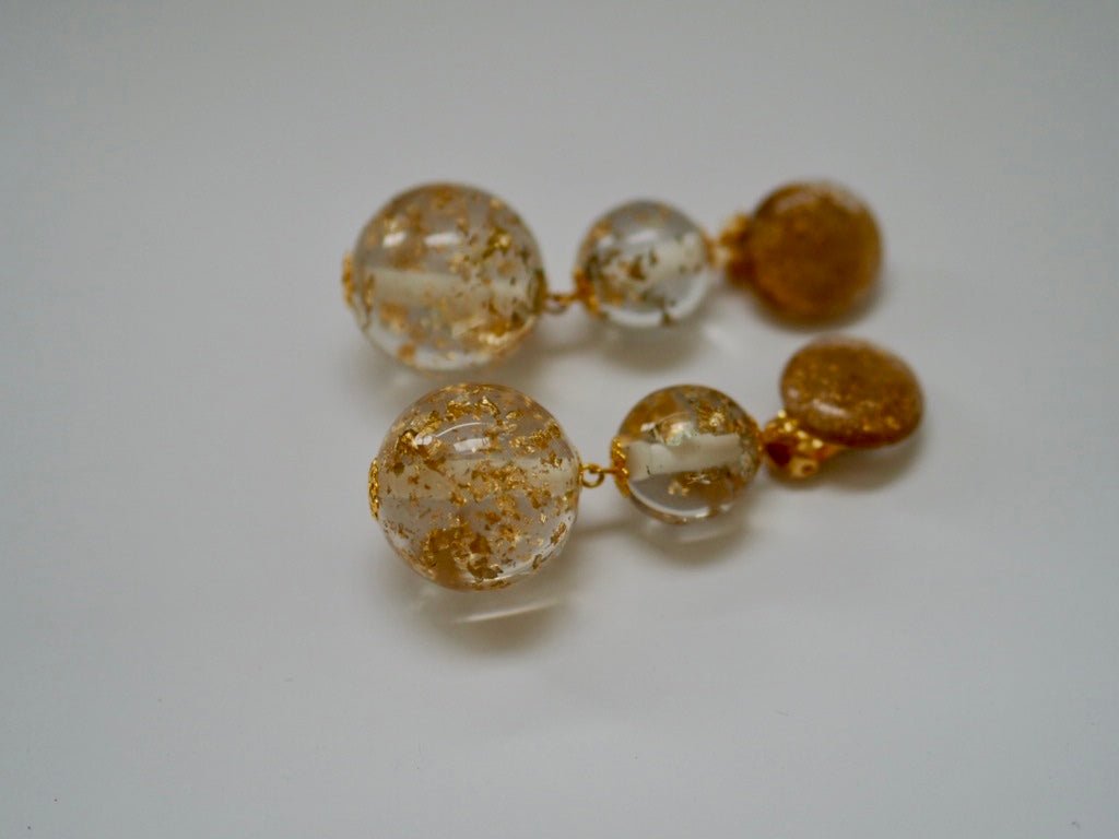 Gold ball resin clip on earrings - Natalia Willmott