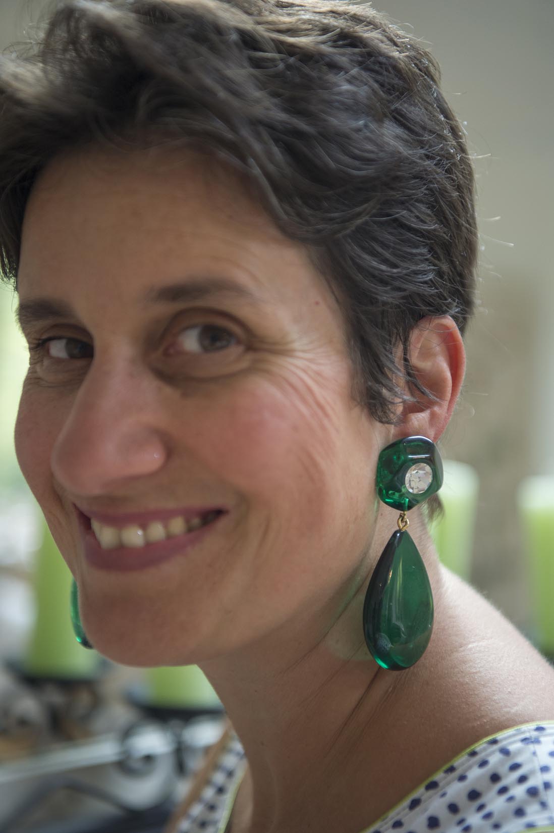 Green Plexiglas Christian Lacroix vintage clip on earrings - Natalia Willmott