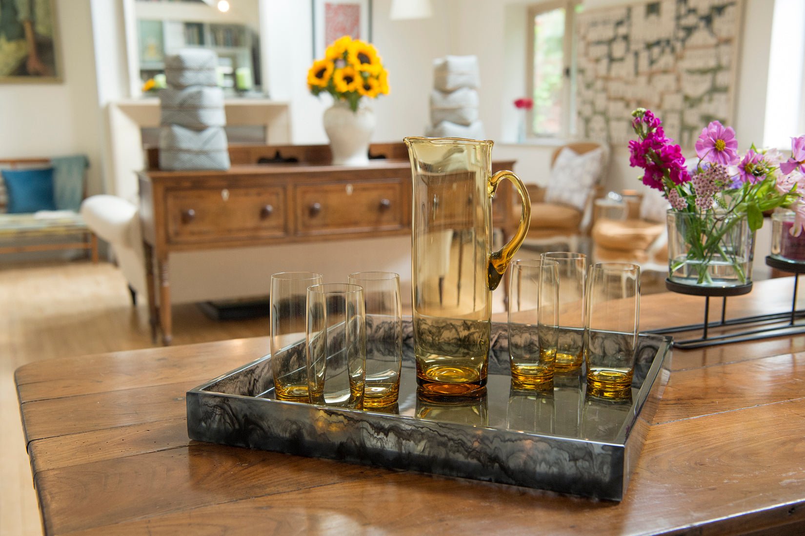 Handblown pale yellow jug and glass set - Natalia Willmott