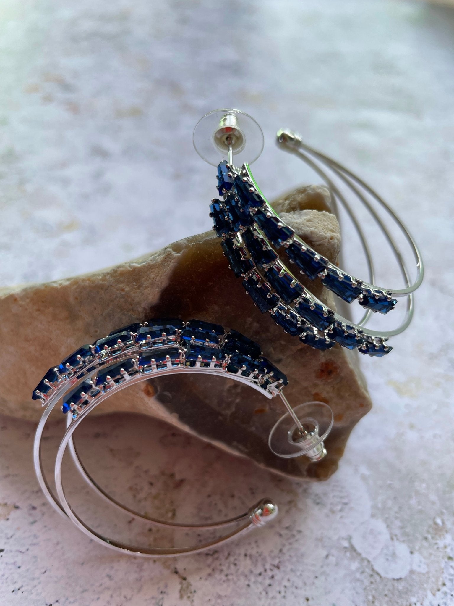 Hoop rhinestone blue earrings - Natalia Willmott