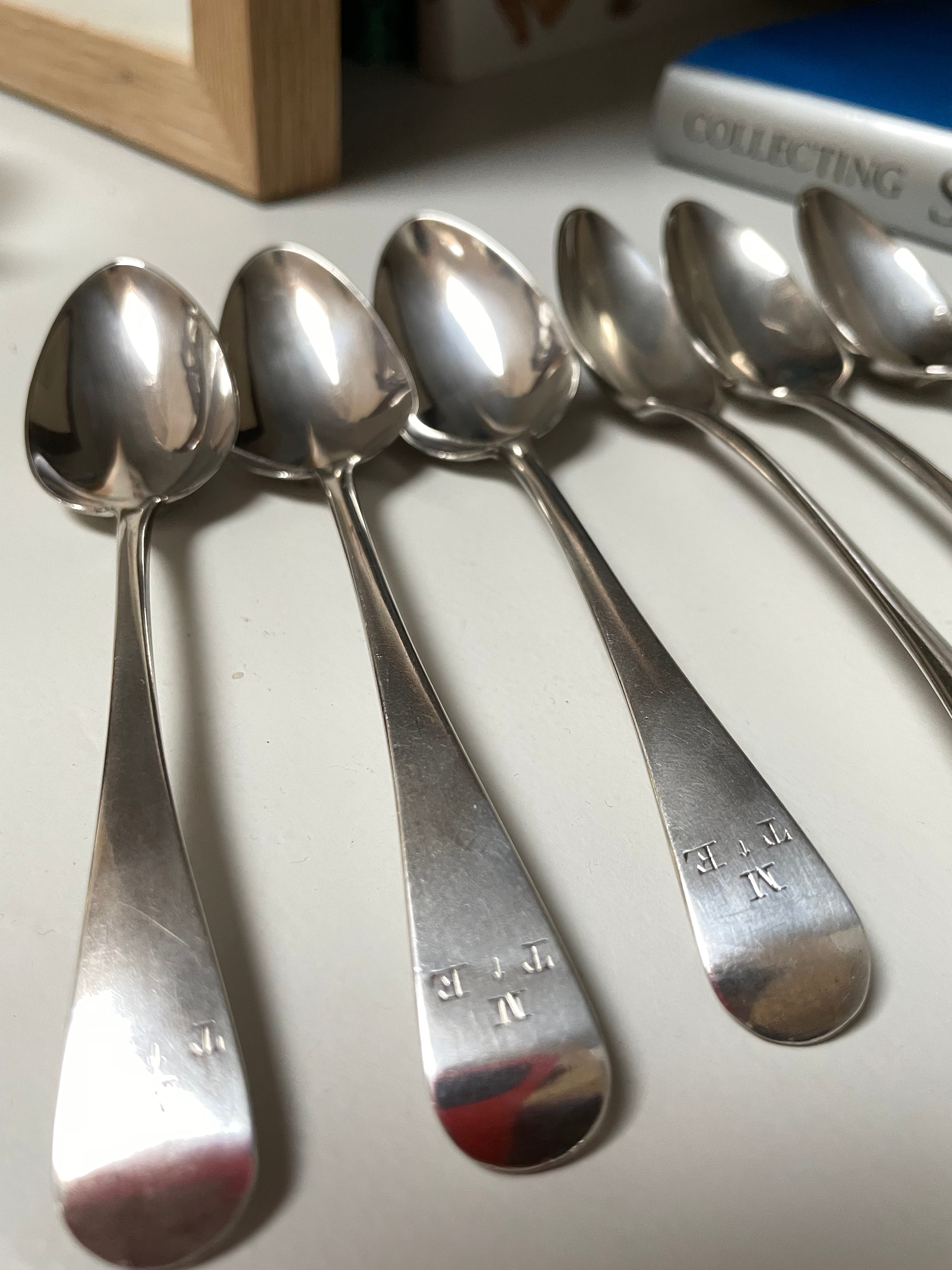 Solomon Hougham, George III hallmarked sterling silver set of teaspoons - Natalia Willmott