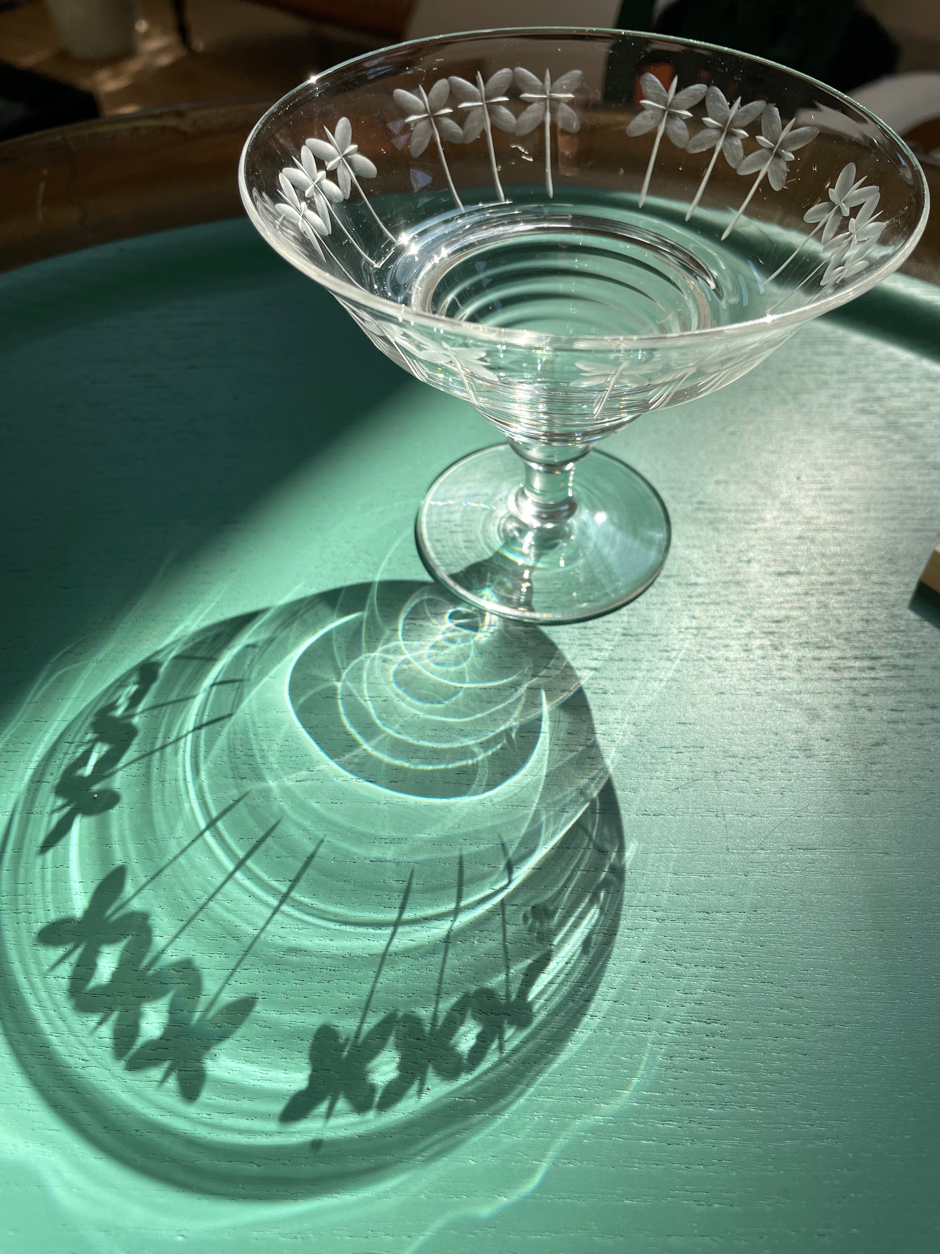 Beautiful Art Deco Stuart crystal compote/champagne glasses - Natalia Willmott