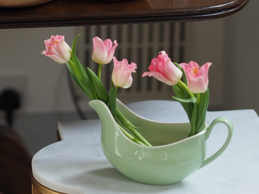 Johnson bros gravy boat light green and cream - Natalia Willmott
