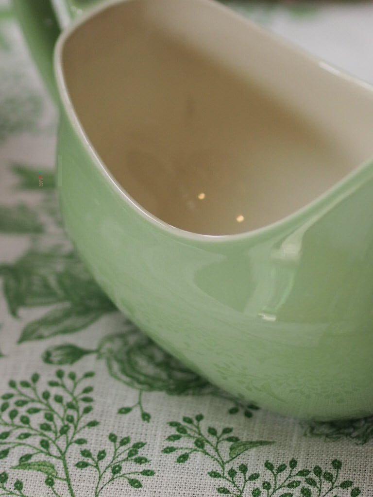 Johnson bros gravy boat light green and cream - Natalia Willmott
