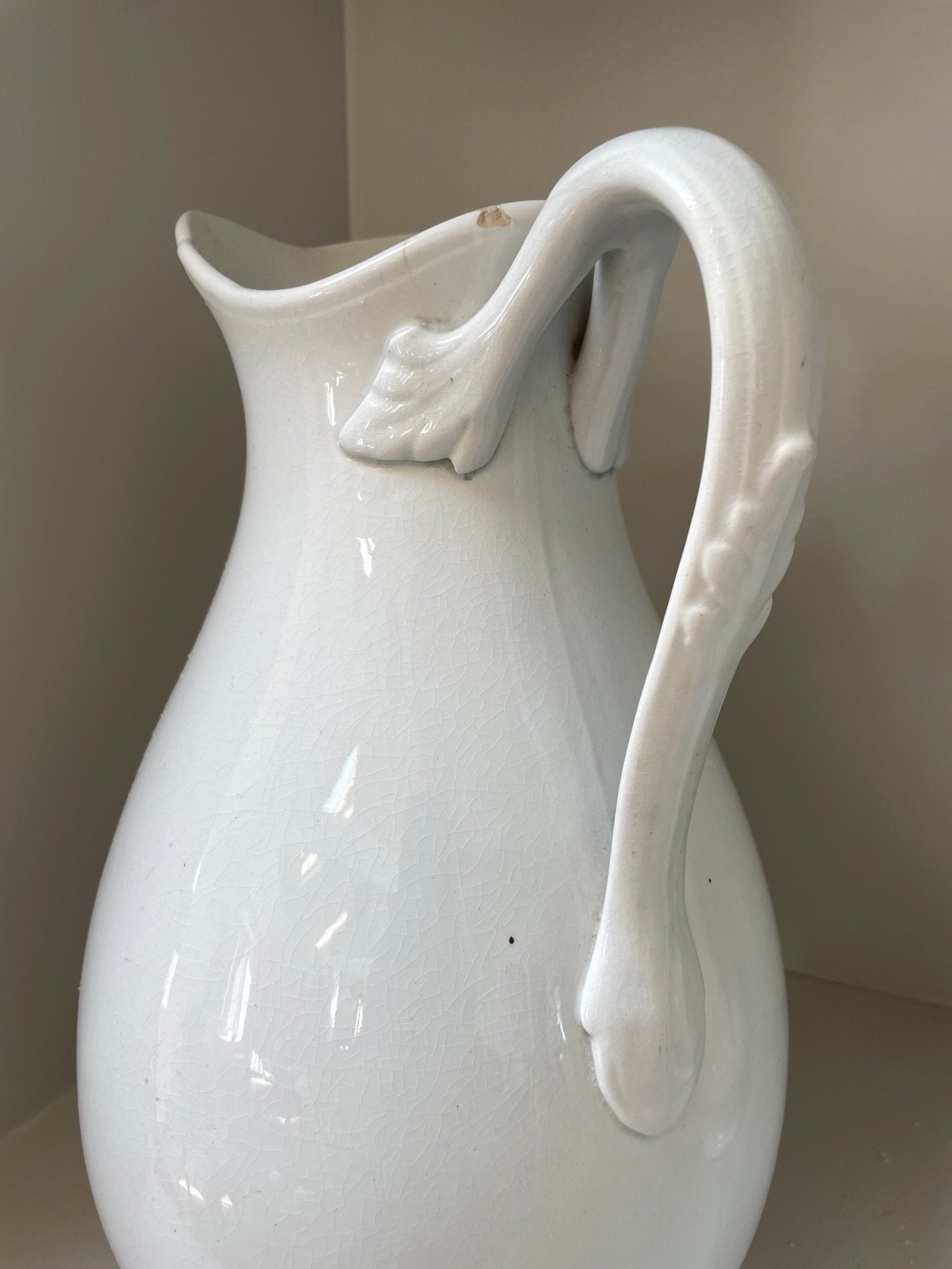 Large antique white ironstone Pitcher/Jug - Natalia Willmott