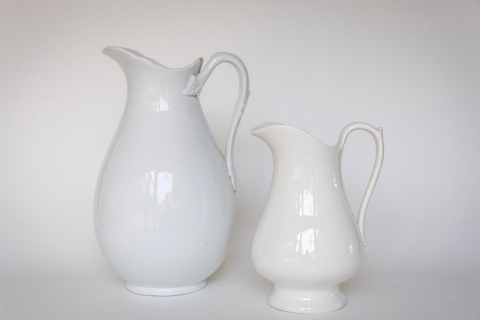 Large antique white ironstone Pitcher/Jug - Natalia Willmott