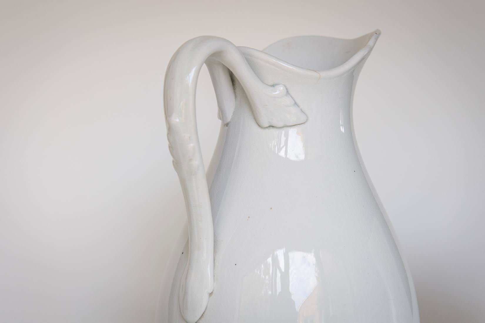 Large antique white ironstone Pitcher/Jug - Natalia Willmott