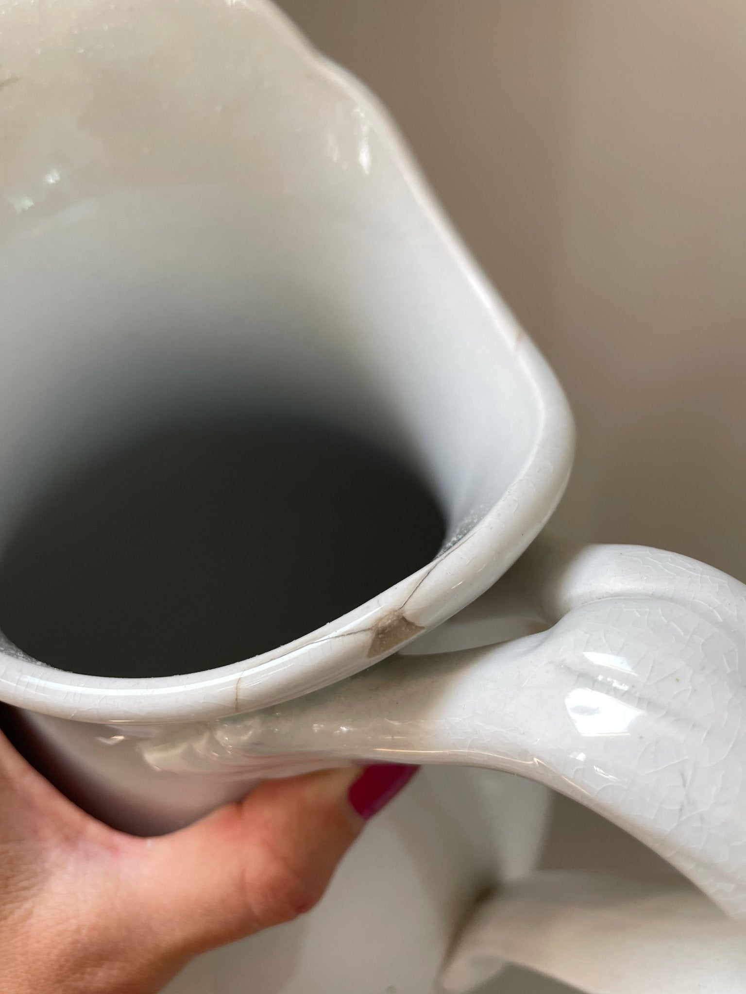 Large antique white ironstone Pitcher/Jug - Natalia Willmott