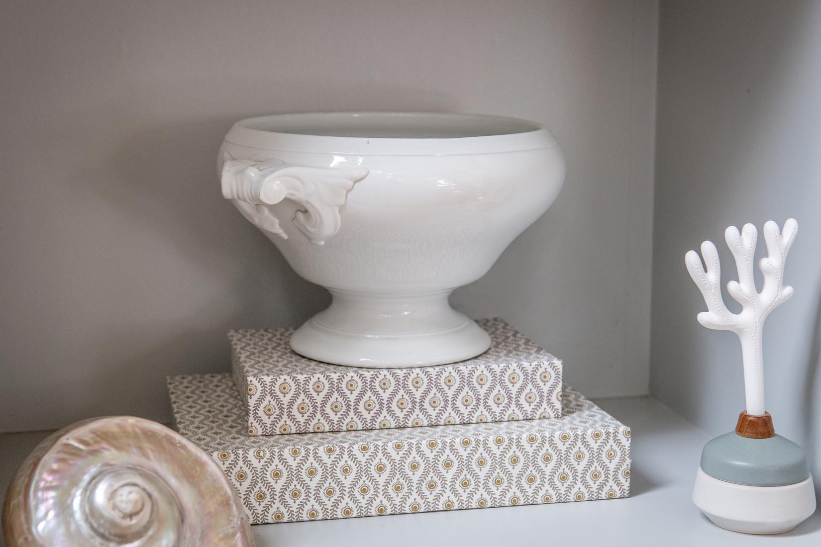 Large antique white ironstone soupière/terrine - Natalia Willmott