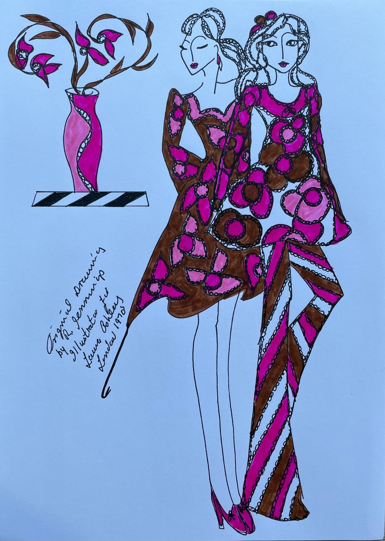 Laura Ashley vintage fashion drawings - Natalia Willmott