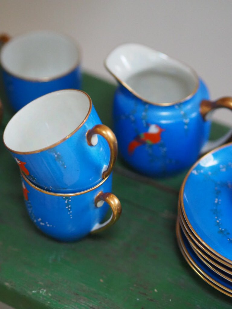 Meito china lustre orange bird coffee set - Natalia Willmott