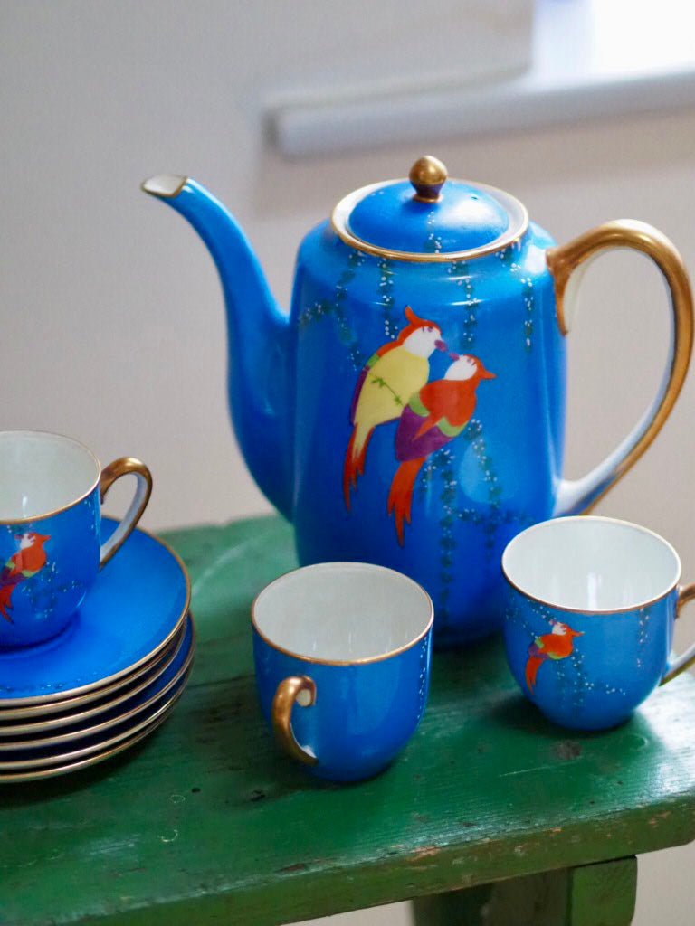Meito china lustre orange bird coffee set - Natalia Willmott