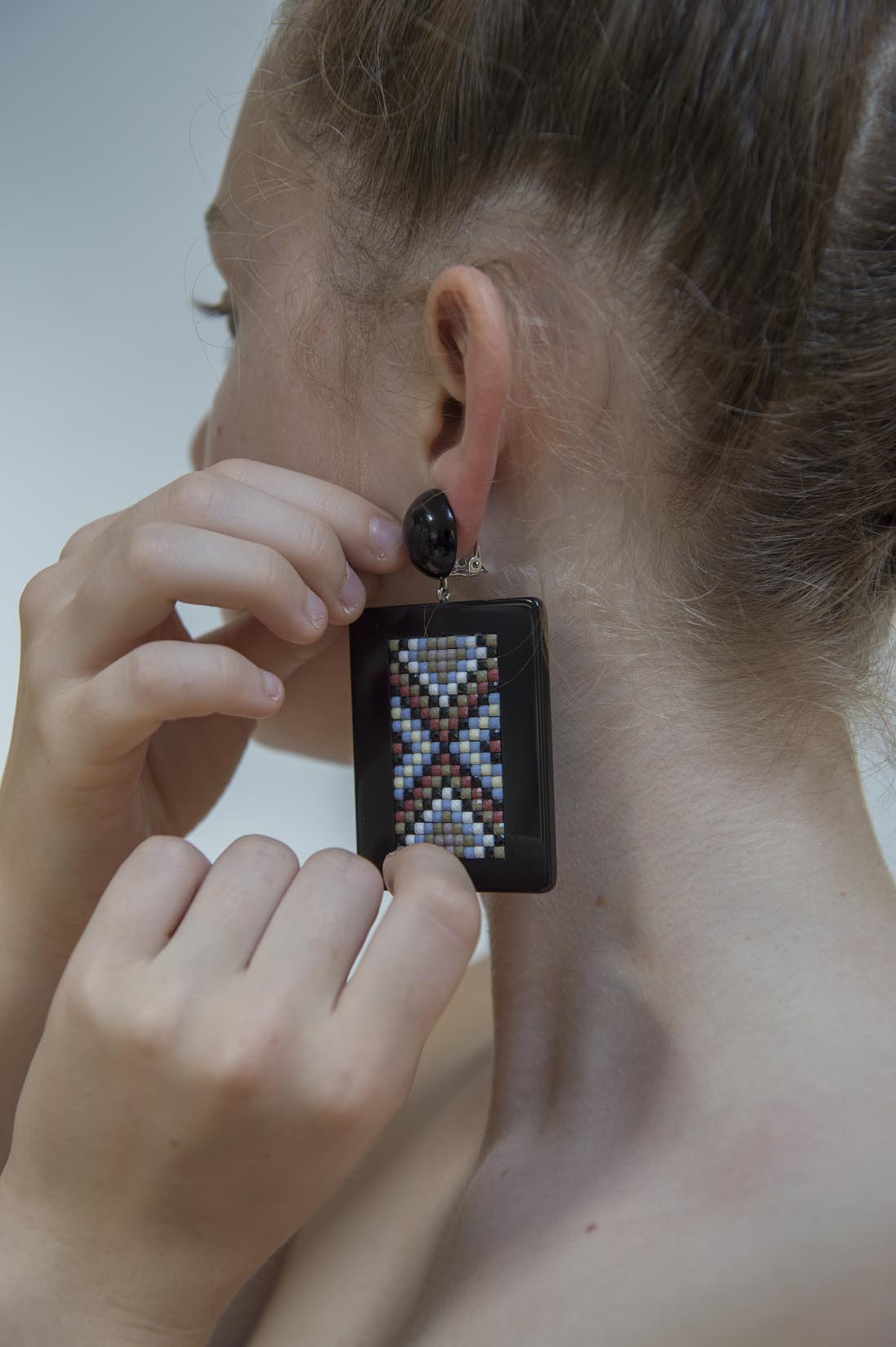 Mosaic clip on drop earrings - Natalia Willmott