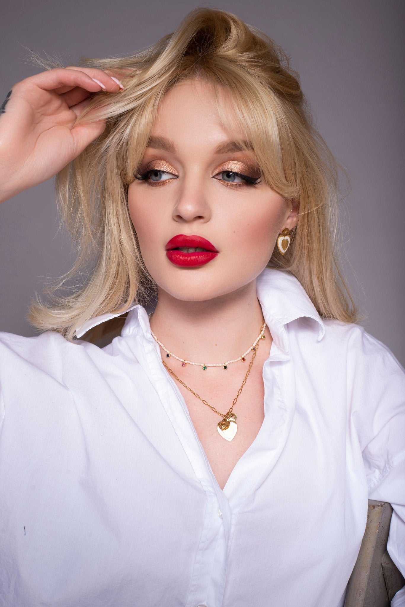 Mother of pearl heart necklace or earrings - Natalia Willmott
