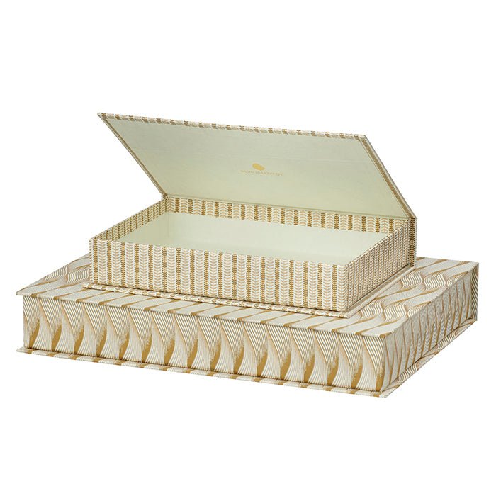 pair of paper lided organizer boxes Cashmere. - Natalia Willmott