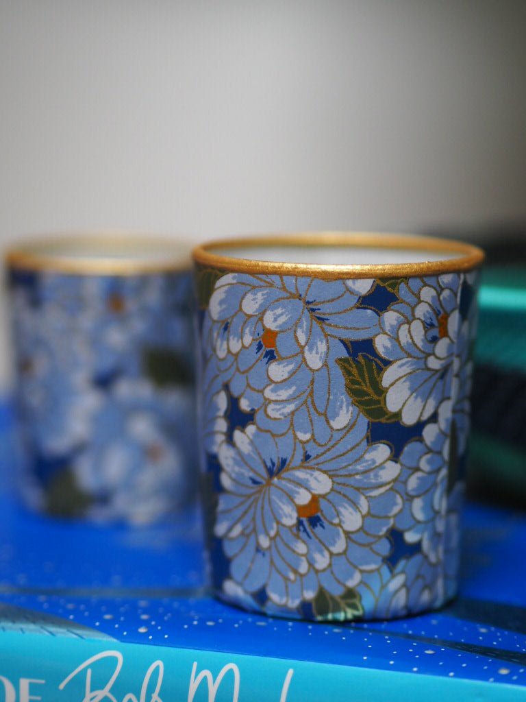 Pair of votive tea light holders- Hana blue - Natalia Willmott