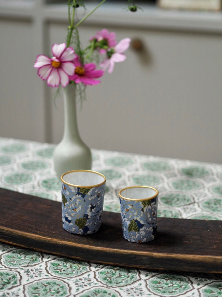 Pair of votive tea light holders- Hana blue - Natalia Willmott