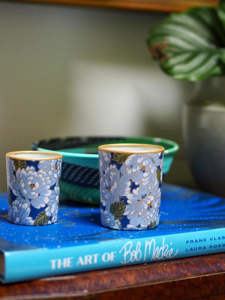 Pair of votive tea light holders- Hana blue - Natalia Willmott