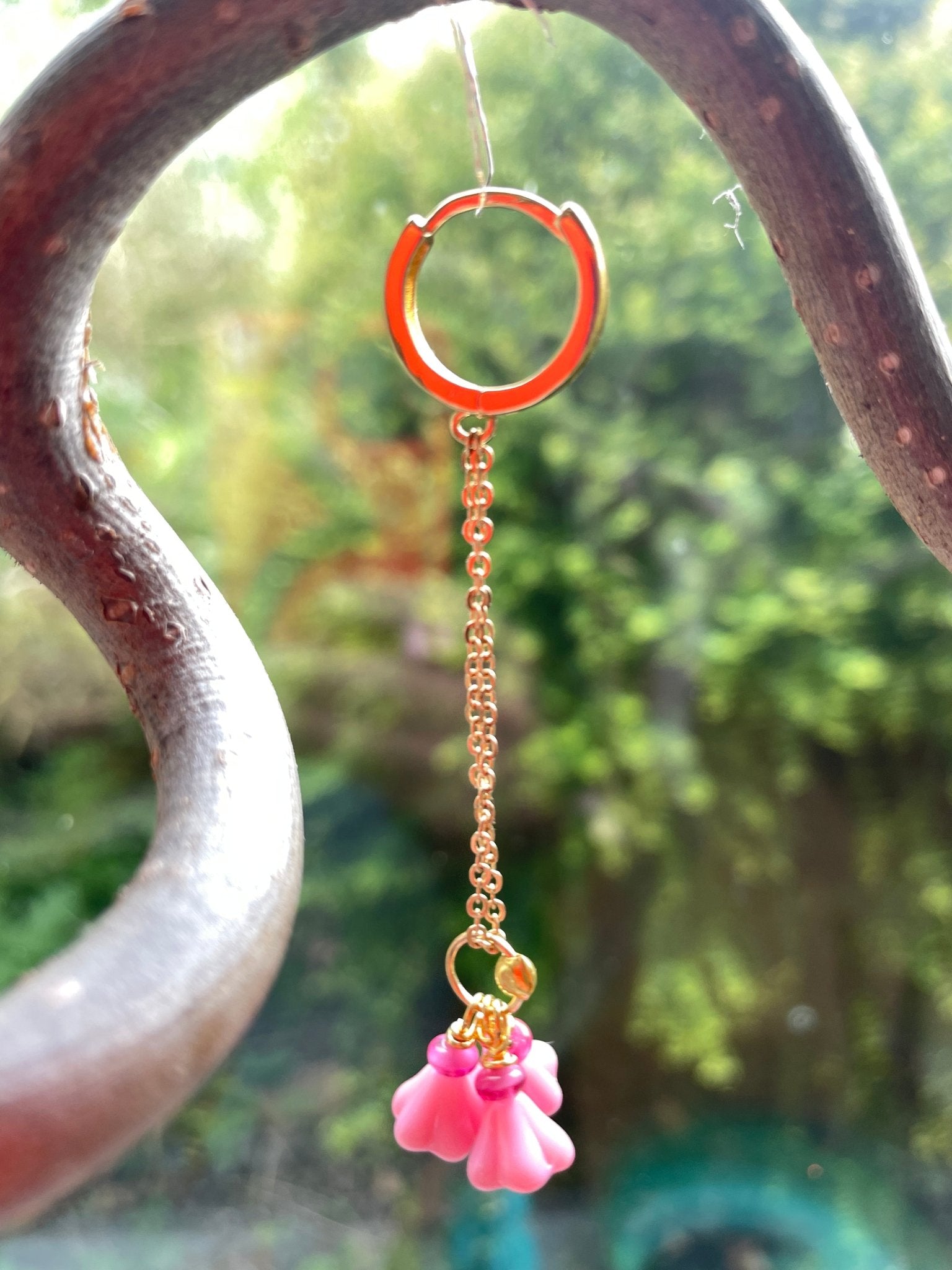 Pink bell gold plated earrings or necklace - Natalia Willmott
