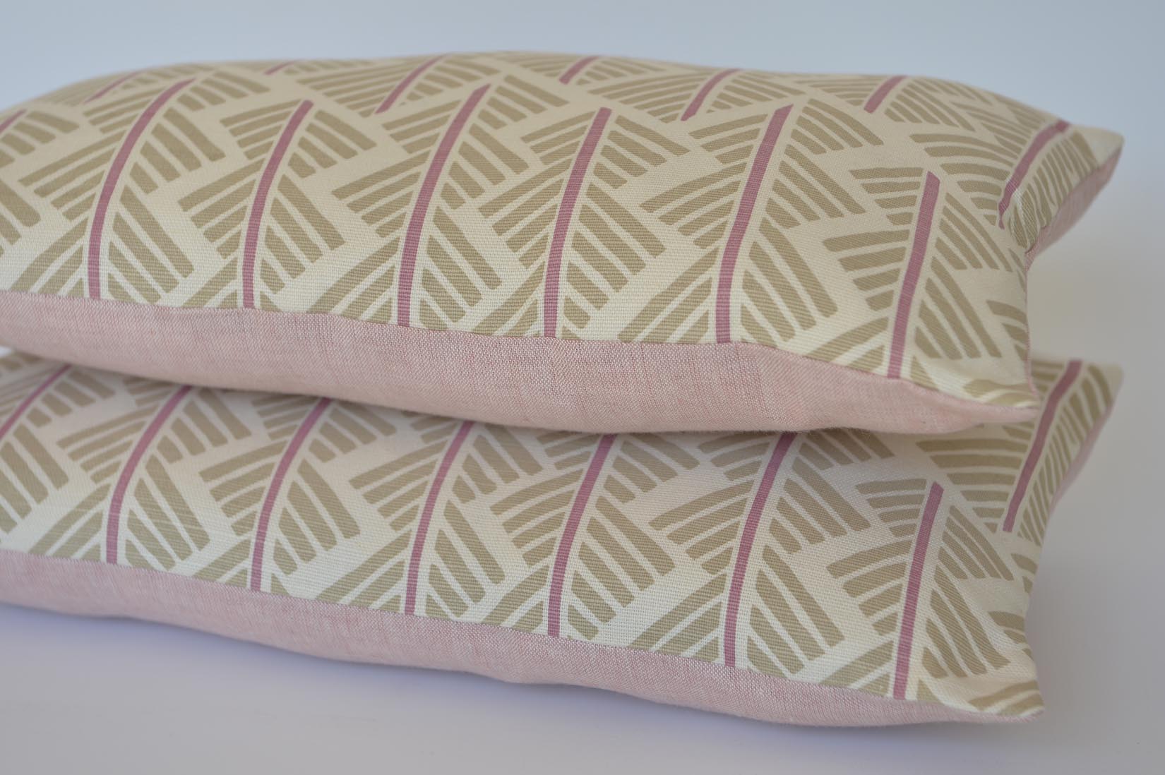 Pink Feathers cushion with Rapture & Wright fabric - Natalia Willmott