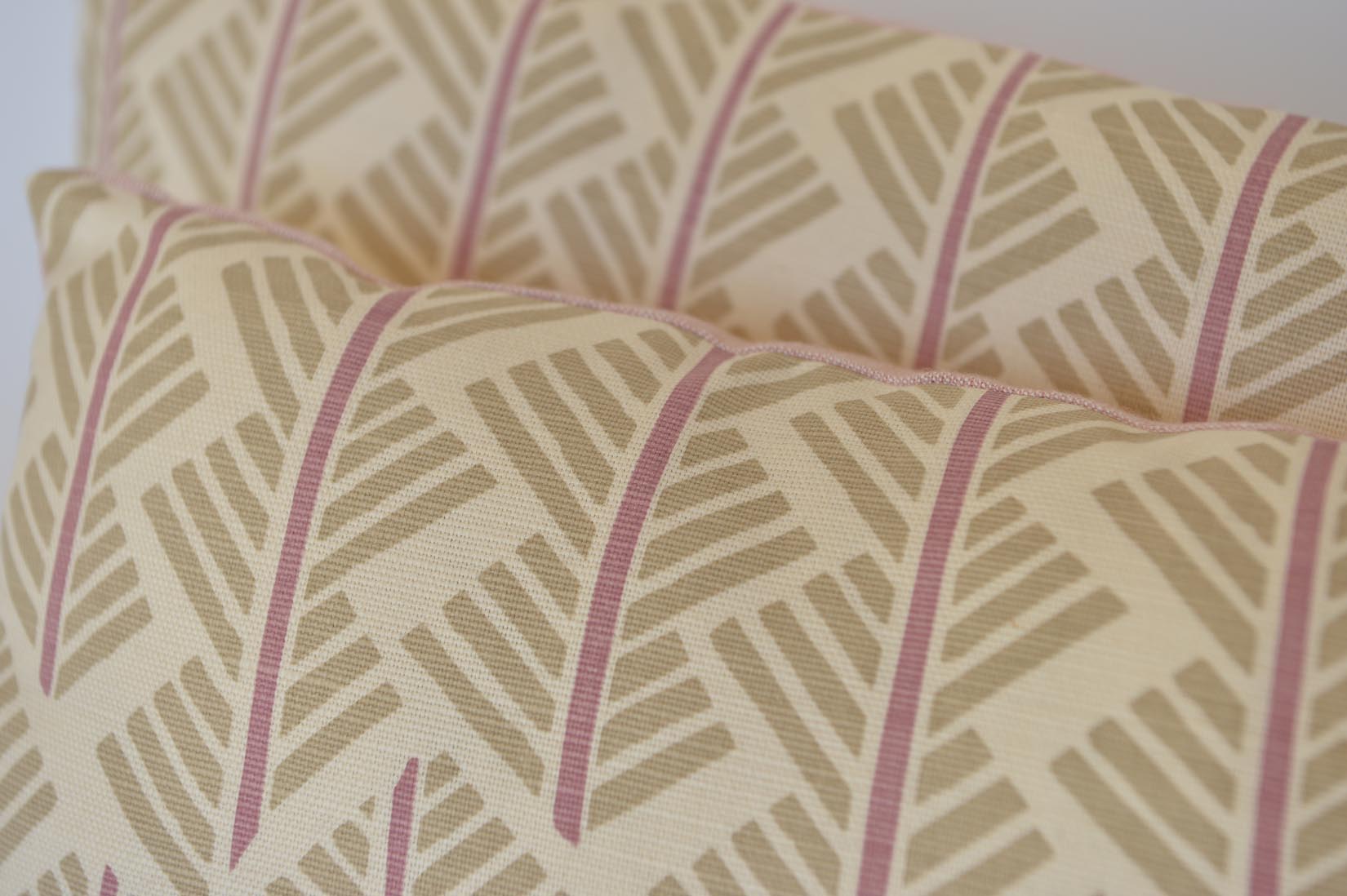 Pink Feathers cushion with Rapture & Wright fabric - Natalia Willmott