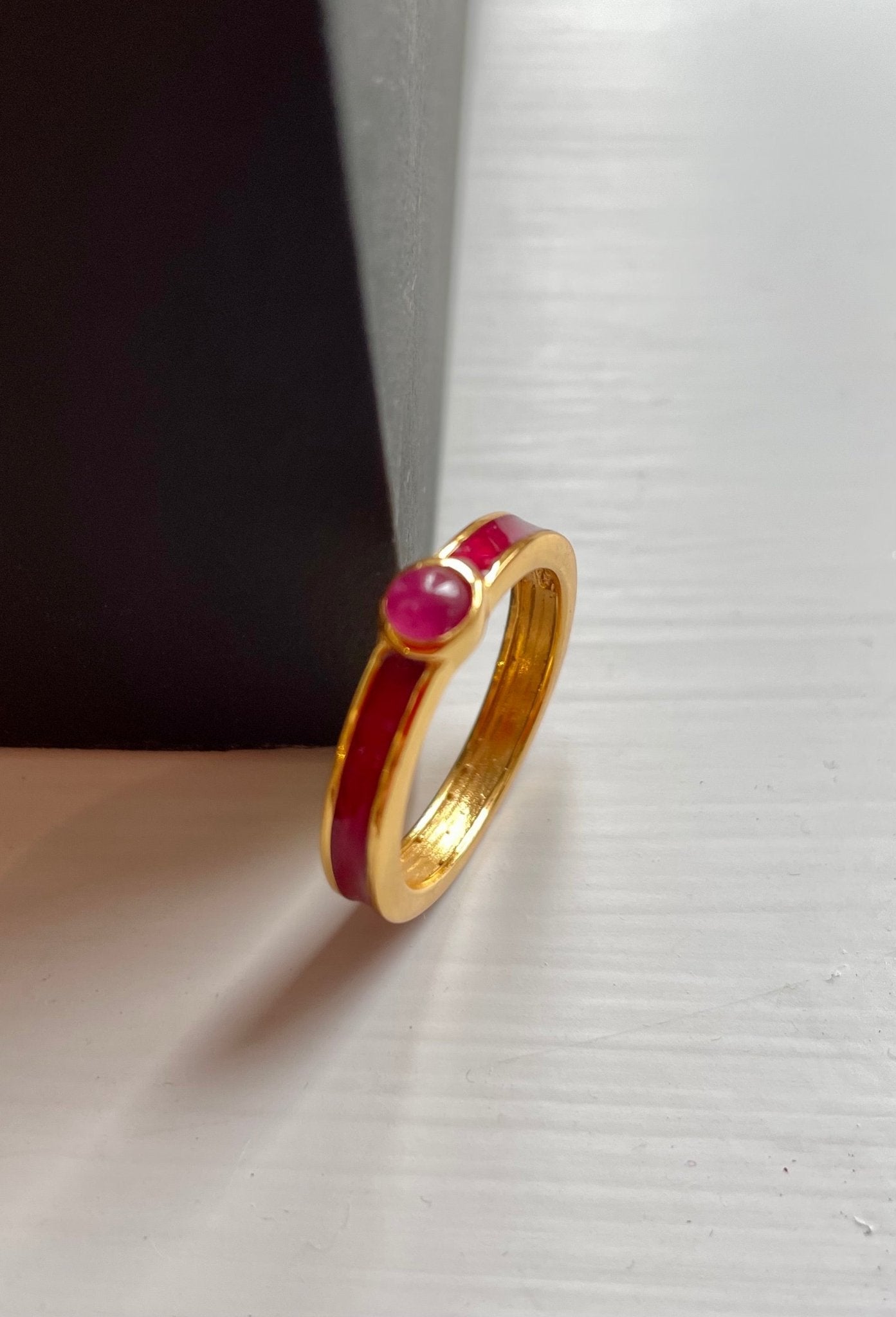 Sapphire/ Ruby gold enamel ring - Natalia Willmott