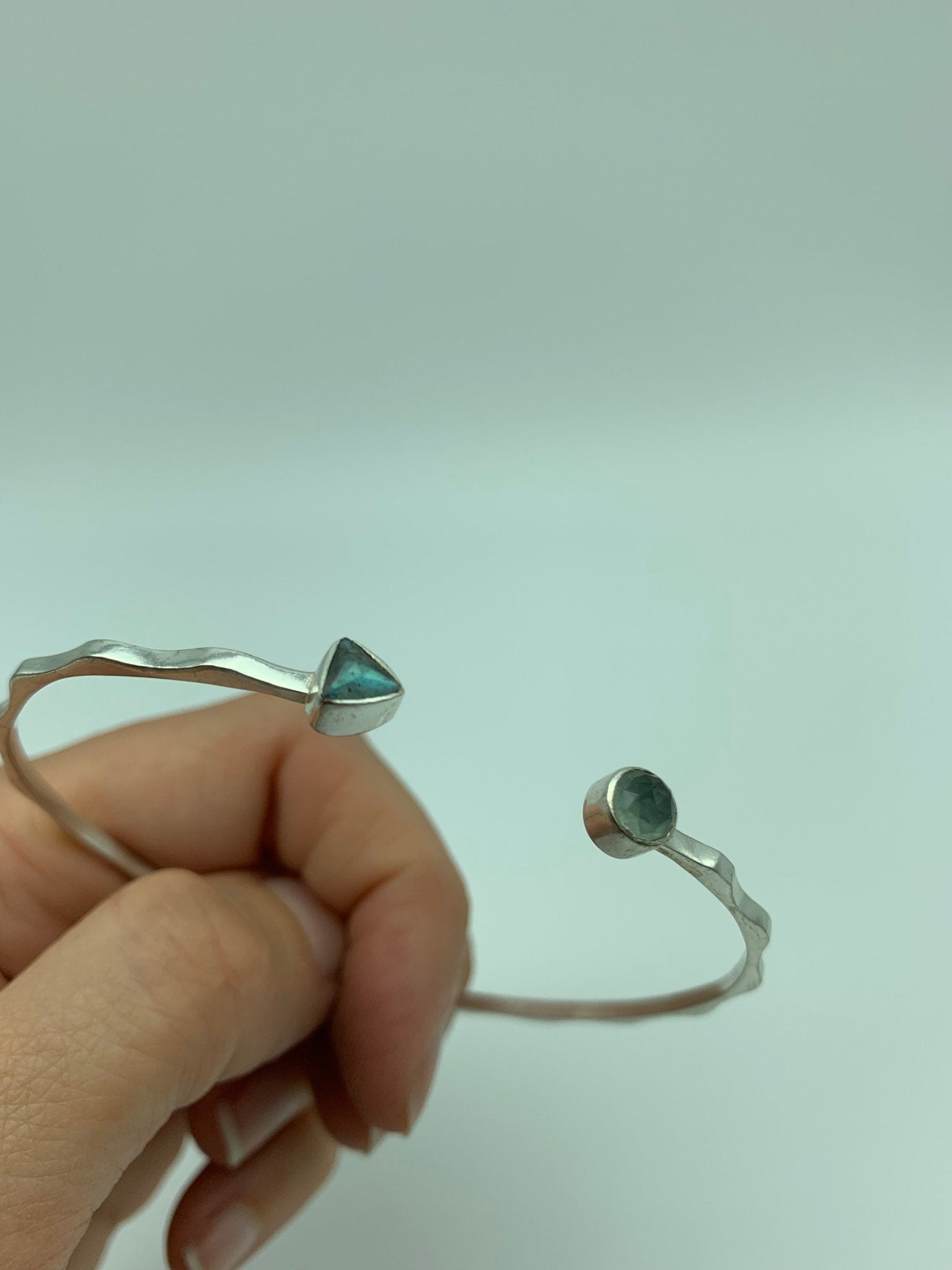 Silver bangle with semi precious stones - Natalia Willmott