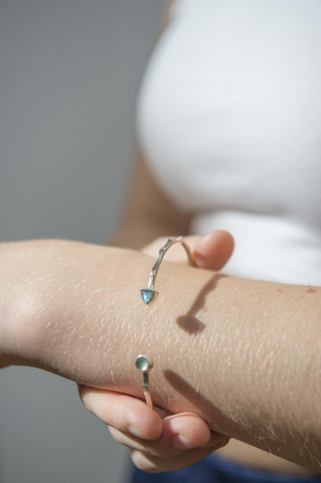 Silver bangle with semi precious stones - Natalia Willmott